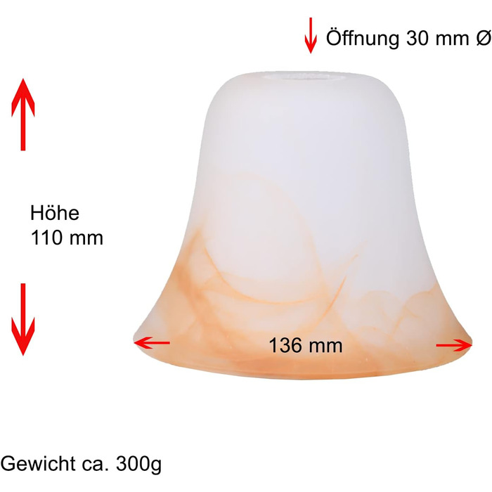 Алебастрове скло коричневий/білий Ø 136 мм лампа запасне скло E14 Світлове скло Скляний абажур