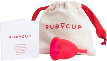 Гіпоалергенна менструальна чаша Ruby Cup, розмір S (маленька, світлого періоду), Червона, ідеальна для початківців, практична та надійна альтернатива тампонам/прокладкам ука (1 упаковка) Червона