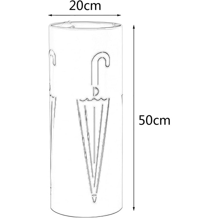 Кругла підставка для парасольки Cuiynice з металу, сучасна підставка для парасольки для ходьби, для передпокою, готелю, в приміщенні/на вулиці, з гачком, компактна, 20 x 50 см