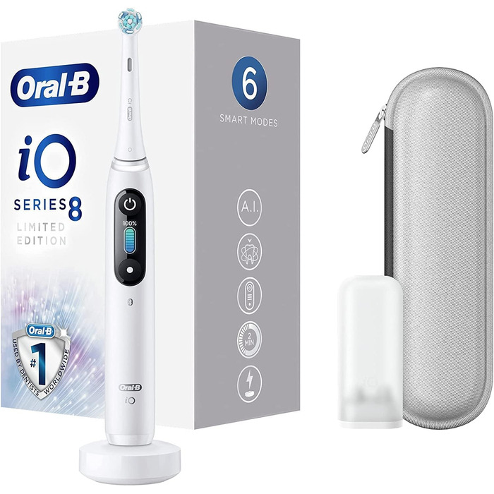 Електрична зубна щітка Oral-B iO Series 8, акумуляторна, з учною ручкою, 1 щіткою та 1 дорожнім кейсом