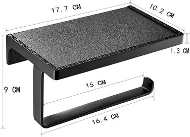 Тримач для туалетного рулону з полицею для зберігання серветок Полки для мобільних телефонів Настінні аксесуари для ванної кімнати Чорний одинарний тримач для туалетного рулону з латуні матовий чорний