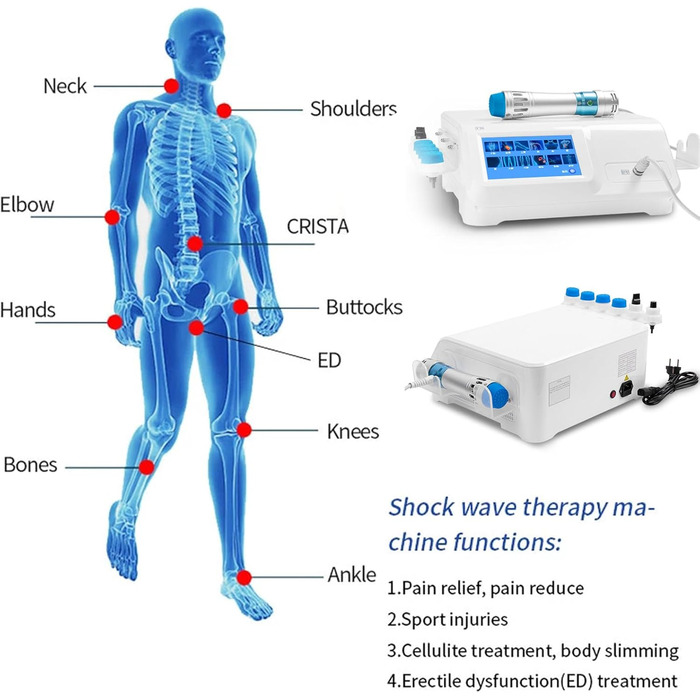 Пристрій для ударно-хвильової терапії HENGCMM, професійний пристрій для ударно-хвильової терапії ED, професійний ударно-хвильовий пристрій із 10 масажними головками для розслаблення м'язів та полегшення болю