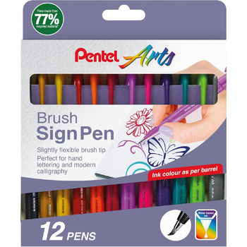 Пентел Brush Sign Pen футляр для свіжих відтінків з 12 предметів