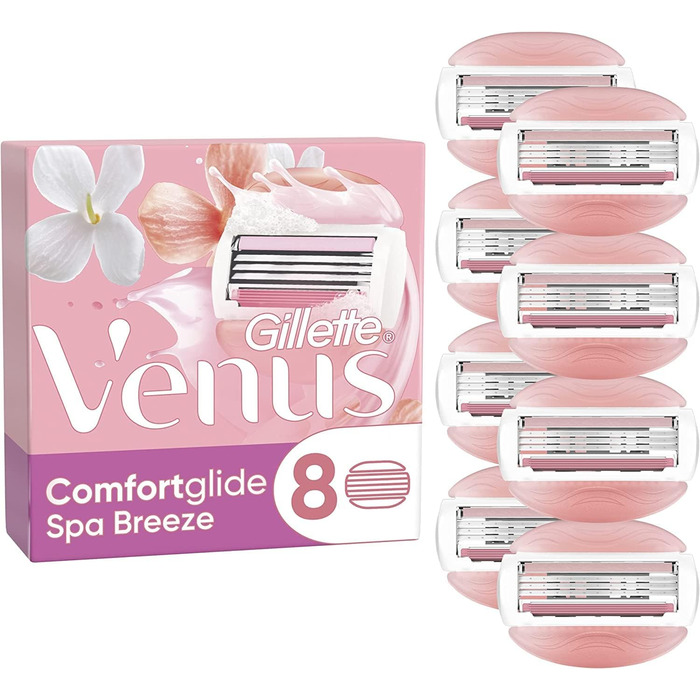 Леза для бритви Gillette Venus Comfortglide Spa Breeze жіночі, 8 змінних лез для жіночих бритв з 3-кратним лезом 8 лез Spa Breeze