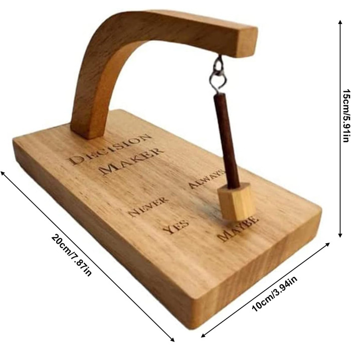 Креативний Магнітний Приймач Рішень, Дерев'яний Приймач Рішень, Маятник Магнітні Гойдалки, Розгойдуйте маятник і знайдіть відповідь на своє запитання Жовтий (Ш) 10 x 20,3 x 3 см/3,9 x 7,8 x 1,1 дюйма