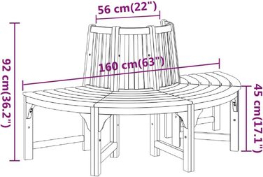 Лавка на дереві, Напівкругла лавка, Стійка до погодних умов Садова лавка зі спинкою, Дерев'яна лавка Паркова лава Кругла лава, Ø160 см Евкаліпт з масиву дерева Ø160 см