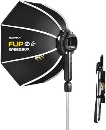 Імпульсне фото SMDV Softbox Speedbox-Flip 24 60 см Ø 525 x 130 мм Готовий до використання за 1 секунду З адаптером для Godox V1 24 FLIP C