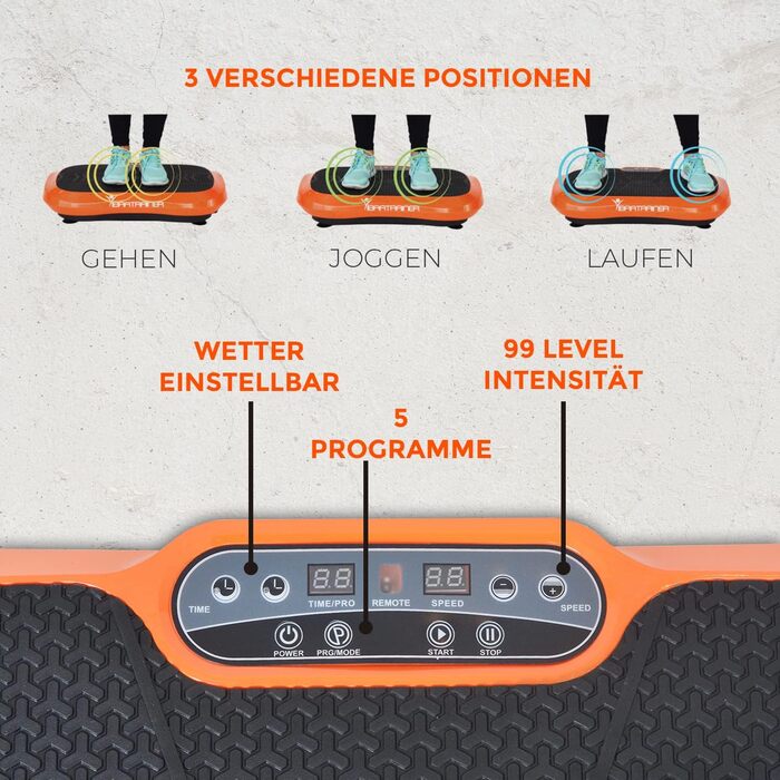 Бонплюс ВР Вібраційні пристрої Вібратренер 99 рівнів інтенсивності 5 Програми Пульт дистанційного керування в комплекті З гумками Тренажери для живота Фітнес.
