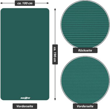 Килимок для йоги MAXXIVA - 190х60х1,5 см або 190х100х1,5 см, з ременем для перенесення, не містить фталатів, не ковзає, на вибір кольору - гімнастичний килимок, килимок для фітнесу, спортивний килимок, килимок для вправ, килимок для вправ (190х100 см, бен