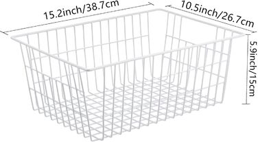 Дротяні кошики для зберігання Redrubbit, великі, фермерські, металеві, морозильна камера, ящики для зберігання з ручками для кухонних шаф, комори, шаф, спальні, ванної кімнати, 6 шт. , білі