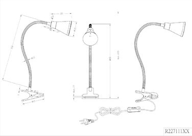 Світильник реальності LED Clamp Lamp Arras R22711187, в т.ч. 5 Вт LED, плафон пластиковий титановий кольоровий титановий затискач лампа