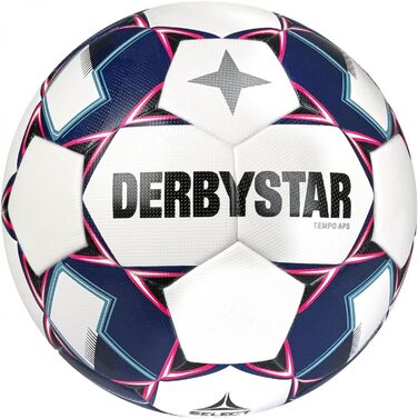 М'ячі футбольні Derbystar Tempo 5 білі сині рожеві