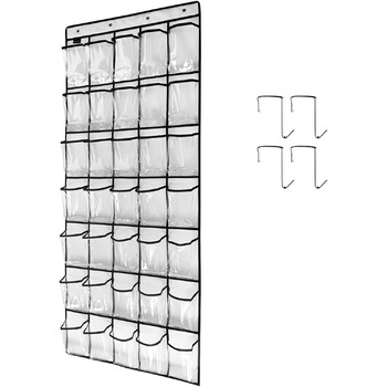 Багатофункціональна сумка для зберігання ванної кімнати, кухні, шафи, тримач для взуття, економія місця, над дверима, органайзер з 35 прозорими великими кишенями, підвісна сумка, взуття, безбарвна