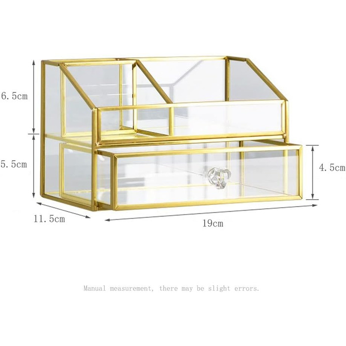 Органайзер для макіяжу Gold, Органайзер для косметики з висувними ящиками, Скло для органайзера для краси, Коробка для зберігання вінтажного туалетного столика, Косметичний органайзер для догляду за шкірою, Косметика