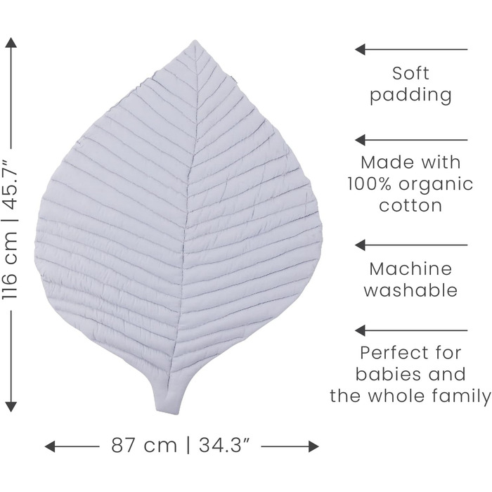 Ігровий килимок Toddlekind для немовлят, візерунок листя, зшитий вручну, дитячий ігровий килимок з органічної бавовни, 125 см, /ніжно-рожевий (килимок з листям, камінь)