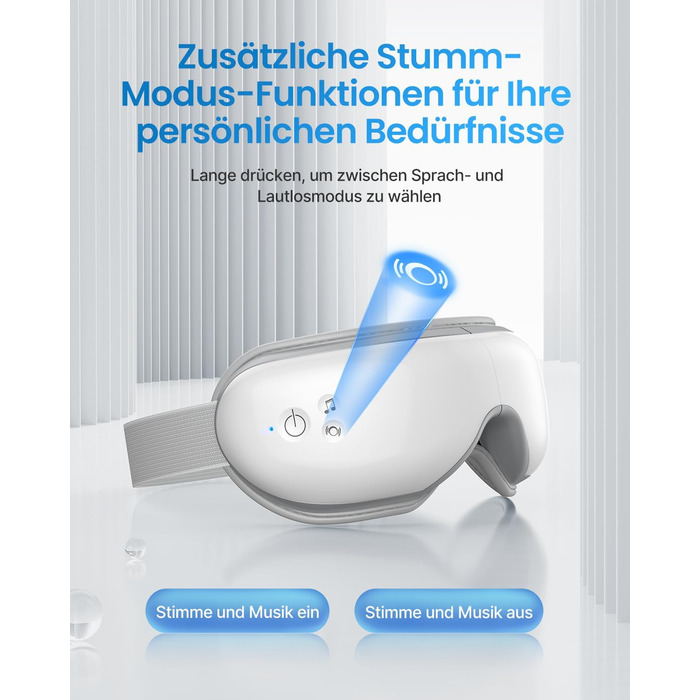 Масажер для очей з теплою, вібрацією та музикою Bluetooth, маска для очей допомагає від темних кіл та сухості очей, покращує якість сну, подарунки для всієї родини білий (упаковка з ), 1 -