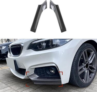 Сумісний з BMW 2 Series F22 F23 M Sport 2014-2019 MP, 1 пара автомобільних передніх бамперів губа бічні спідниці, спліттер, смуга проти зіткнення, протектор кута, спойлер, B Вигляд з вуглецевого волокна звичайний вигляд B Вигляд з вуглецевого волокна