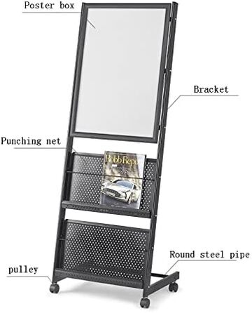 Підлогова стійка для журналів газетний стенд, інформаційний стенд, газетний стенд, металева залізна основа, мобільний рекламний стенд інформаційний стенд, 83B