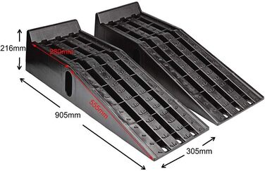Пластикові автомобільні пандуси KATSU, 2 шт. Важкі караванні навантажувальні рампи Клини з приводом клинів Вирівнювальна рампа Гаражні пандуси для підйому автотранспорту, обслуговування та ремонту автомобілів 161918 стандарт
