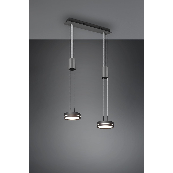 Світлодіодний торшер Trio Lights Franklin 426510208, Метал в т.ч. 35 Вт LED, зміна кольору, диммер (антрацит, підвіска 2-полум'я)