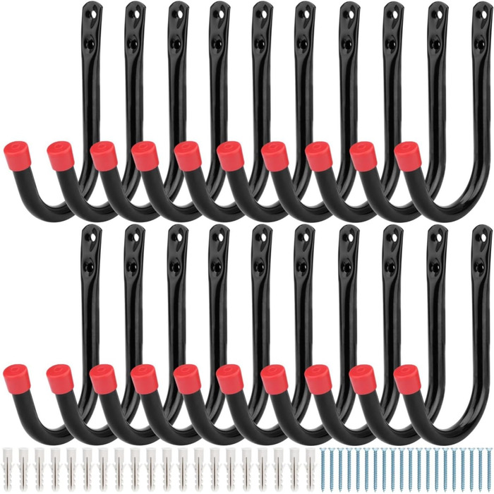 Надміцні гачки для зберігання в гаражі, J-подібні гачки для організації садового інструменту, сипучі предмети, 20 шт. 14,5 см x 9 см, 20 шт.