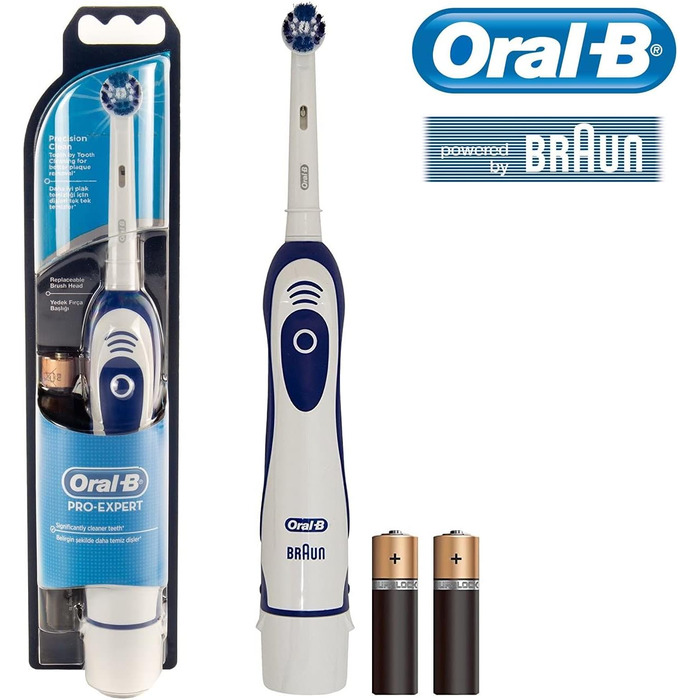 Електрична зубна щітка Oral-B Pro-Expert, 1 ручка, 1 насадка для зубної щітки Precision Clean, 2 батареї, 1 режим з 2D-чищенням, синій і білий 1 уп