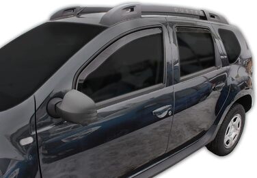 АВТОМОБІЛЬНИЙ СКАУТТ GP Wind Deflector Rain Deflector підходить для Duster 2010-2017, чорний, тонований, набір з 4 шт. , аеродинамічний, акрилове скло