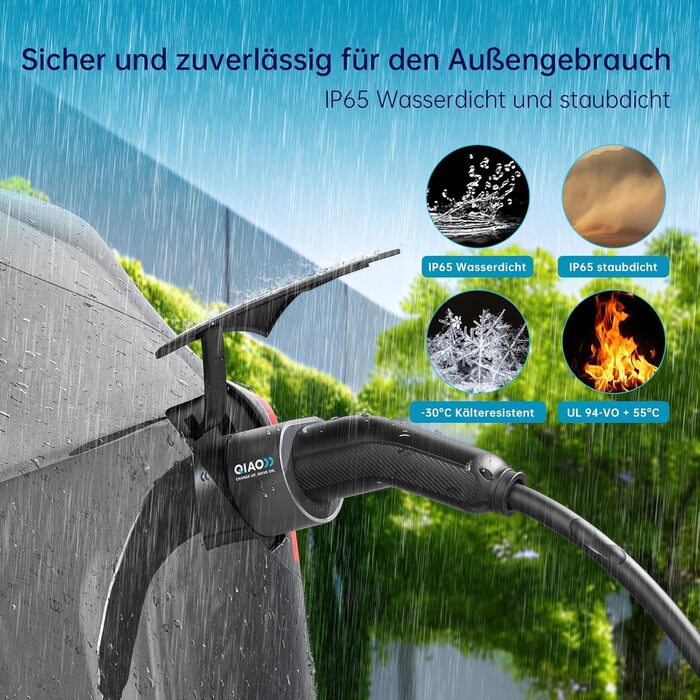 Кабель для заряджання електромобіля QIAO, тип 2, 11 кВт, 5 м, 16 А, 3 фази, IEC 62196, кабель для заряджання електромобіля від типу 2 до типу 2, кабель для швидкого заряджання електромобіля/підключається до мережі з сумкою для транспортування