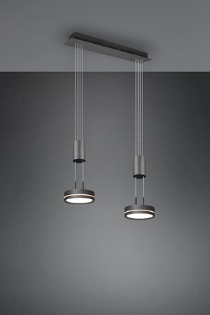 Світлодіодний торшер Trio Lights Franklin 426510208, Метал в т.ч. 35 Вт LED, зміна кольору, диммер (антрацит, підвіска 2-полум'я)