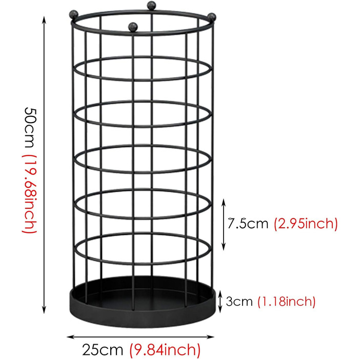 Загальна підставка для парасольки, круглий залізний тримач для парасольки, окремо стоячий органайзер для зберігання з 4 гачками, для дому та офісу, міцний, міцний/чорний
