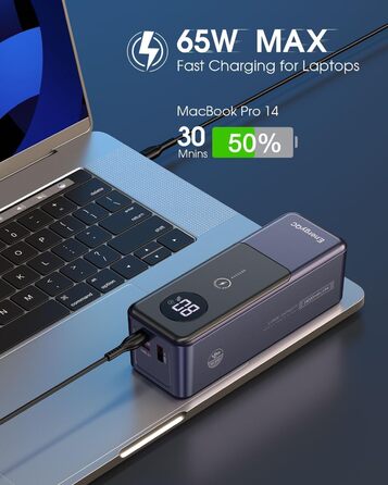 65W 24000mAh Power Bank, USB C 3-Port PD Fast Charging Battery Pack for MacBook, iPad, iPhone 15 Pro, Galaxy S24 Ultra, Steam Deck, Dell XPS, TSA Compliant, 65W 24000mAh Power Bank, USB C 3-Port PD Fast Charging Battery Pack for MacBook, iPad, iPhone 15 P