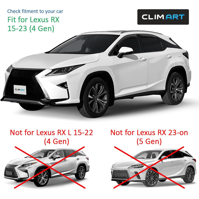 Вітровий дефлектор CLIM ART для/сумісний з Lexus RX 2015-2023 SUV Накладка на вікно автомобіля, дефлектори дощу, інтегровані дефлектори, 4 шт. и для Lexus RX 2015-2023, інтегровані