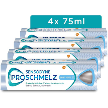 Зубна паста Sensodyne ProEnamel Gentle White Plus, 4 шт. 75 мл, зубна паста з відбілюючим ефектом, покращений захист емалі