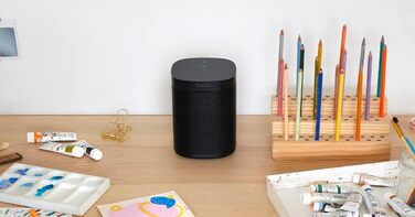 Розумний динамік Sonos One, чорний інтелектуальний динамік Wi-Fi з голосовим керуванням Alexa, Google Assistant і AirPlay багатокімнатний динамік для необмеженого потокового відтворення музики