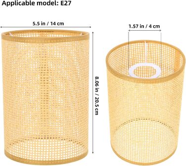 Люстра Housoutil Абажур E27/E14 Абажур з ротанга Затискач на лампочку Абажур для заміського будинку Світлові аксесуари для настільної лампи Торшер Підвісний світильник