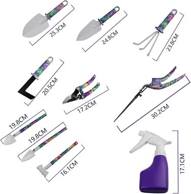 Набір садових інструментів з 10 предметів, садові інструменти з ящиком, садові подарунки лопата, садові ножиці, розпилювач води, граблі, граблі для рослин і садівництва, з ящиком для зберігання
