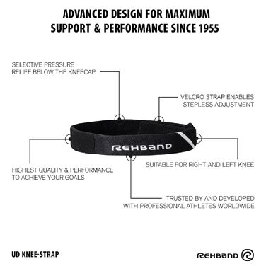 Спортивний наколінник Rehband для надколінка, наколінник для надколінка з компресійною подушечкою, наколінник для бігу, футболу, гандболу, тенісу, колір чорний, розмір L/XL L/XL Black -