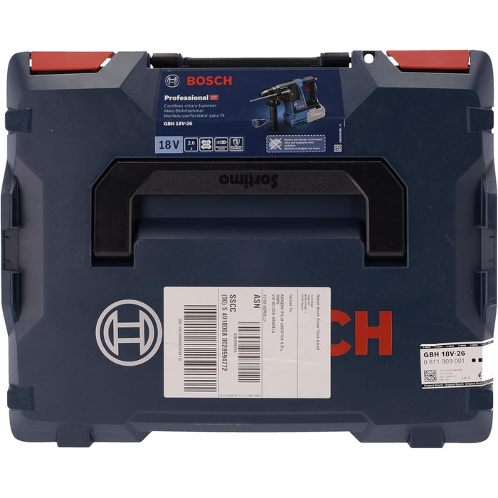 Акумуляторний перфоратор Bosch Professional 18V System GBH 18V-26 (SDS Plus, енергія удару 2,6 Дж, макс. діаметр свердління бетон/сталь/дерево 26/13/30 мм, в корпусі L-BOXX 136) в L-BOXX GBH 18V-26