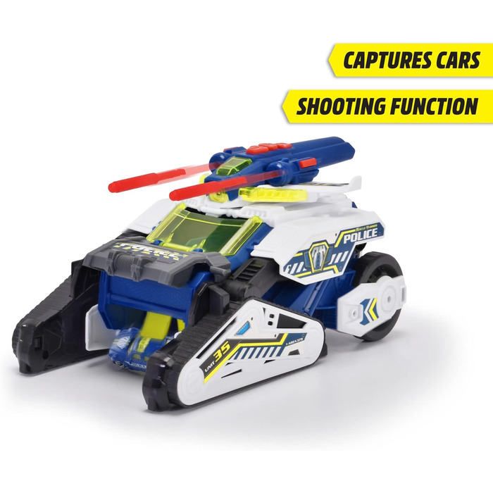 Поліцейський автомобіль Dickie Toys Rescue Hybrids Police Bot (35 см) - футуристична поліцейська машина (велика) з функцією трансформації та іншими функціями, іграшка зі світлом і звуком для дітей від 3 років Rescue Hybrids поліцейський робот