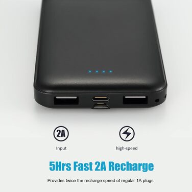 И, Powerbank USB C (вхід і вихід) 2 USB 2.4A USB-C вихід, Type-c Micro вхід для смартфонів, iPad тощо. (Білий і чорний), 10000mAh 2 шт.