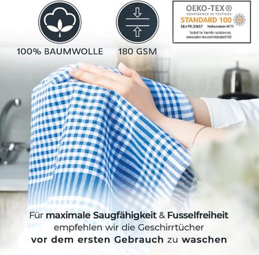 Набір з 10 преміальних рушників в клітинку - 100 бавовна - 45x65 см і вішалка - Oeko TEX Standard 100 - Кухонні рушники безворсові та сучасні - Вінтажні кухонні рушники (різнокольорові) 10 шт. Різнокольорові