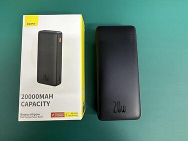 Зовнішні акумулятори для мобільних телефонів PD QC Charger with USB C in&out, Powerbank USB C Small для iPhone 15 14 13 12 11 Samsung S23 S22 iPad Xiaomi Huawei Black, 20000mAh Power Bank 20W Fast Charging