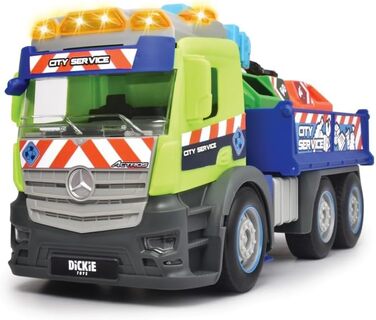 Вантажівка для переробки сміття Dickie Toys Action Truck з контейнером для сміття, з краном, звуковою та світловою сигналізацією, функцією завантаження та розвантаження, для збору сміття для дітей віком від 3 років 203745015 Зелений/синій