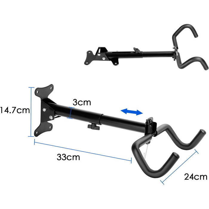 Велосипедний настінний тримач для велосипеда Кронштейн для шиї велосипеда Підставка для кріплення велосипеда Кут нахилу та відстань до стіни регулюється для велосипедних настінних кронштейнів для гаражів і будинків