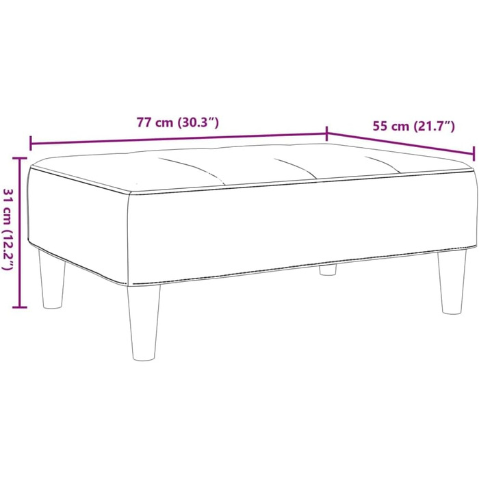 Підставка для ніг з чорної тканини, 77 x 55 x 31 см, 4007364