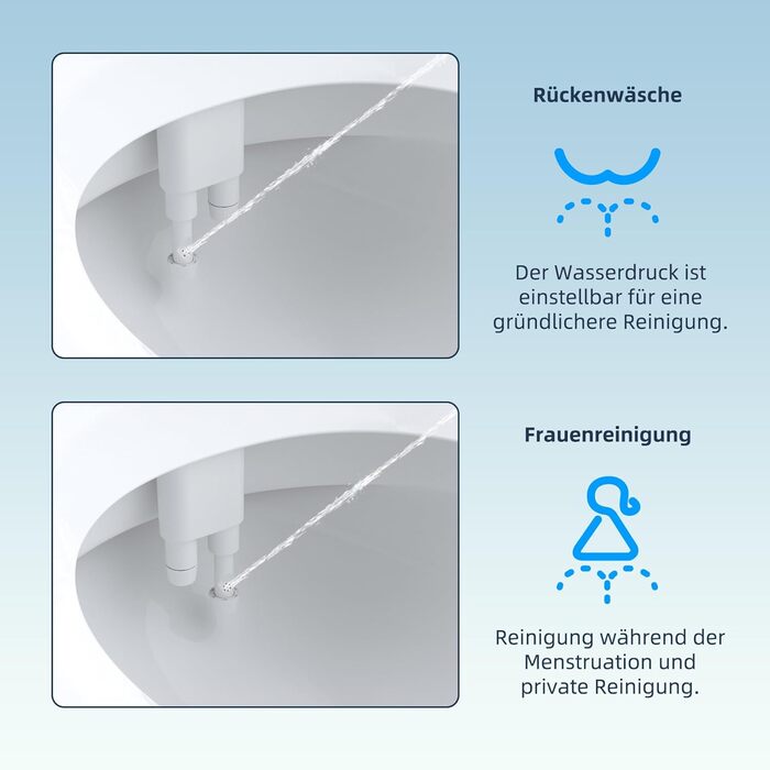Насадка для біде Hibbent з прісною водою тонка неелектрична вставка для біде для унітазу, насадка для унітазу з подвійними форсунками, економія паперу, насадка для унітазу з легким керуванням, душова кабіна, білий