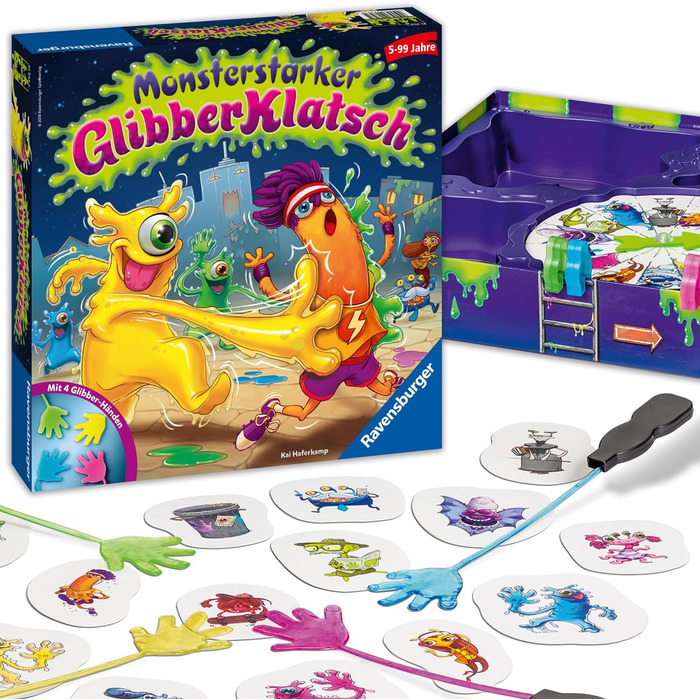 Дитяча гра Ravensburger Monsterstarker Glibber-Klatsch, салонна та сімейна гра, для дітей та дорослих, для 2-4 гравців, від 5 років Monsterstarker Glibberklatsch