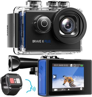 Екшн-камера AKASO Action Cam 4K30FPS 20MP WiFi з сенсорним екраном EIS 4 шт. Zoom Пульт дистанційного керування 40-метрова підводна камера з 2 батареями 1350mAh та комплектом аксесуарів для шолома