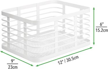 Набір mDesign з 6 універсальних кошиків для всього дому Металевий кошик для зберігання для кухні, комори, ванної кімнати тощо Компактний та універсальний дротяний кошик Біла упаковка з 6 білих