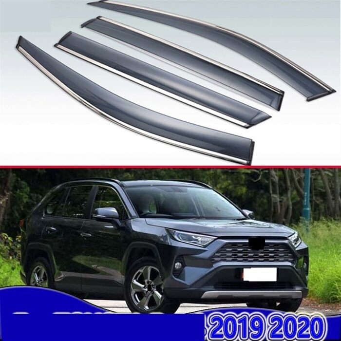 Сумісний з Toyota для Rav4 2019 2020 2021, Автомобільні аксесуари, Пластиковий зовнішній козирок, Вентиляційні екрани, Вікна, Сонце, Чохол від дощу, Дефлектор, 4 шт. Вітровий дефлектор автомобільного скла